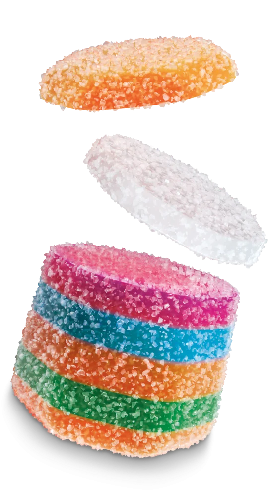 Nahrungsergänzungsmittel mit 7 Schichten Vitamine, Mineralstoffe und Pflanzenextrakte in einer leckeren, zuckerfreien Formel.